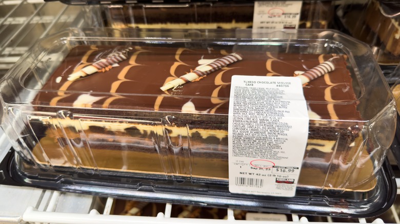 Costco tuxedo cake on shelf