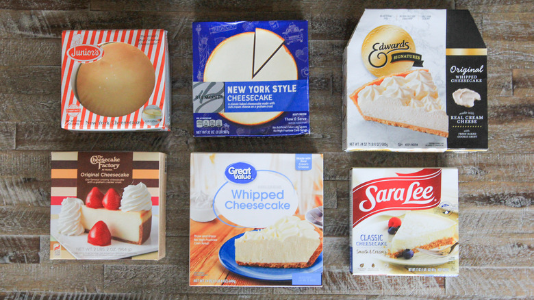 store-bought cheesecakes on table