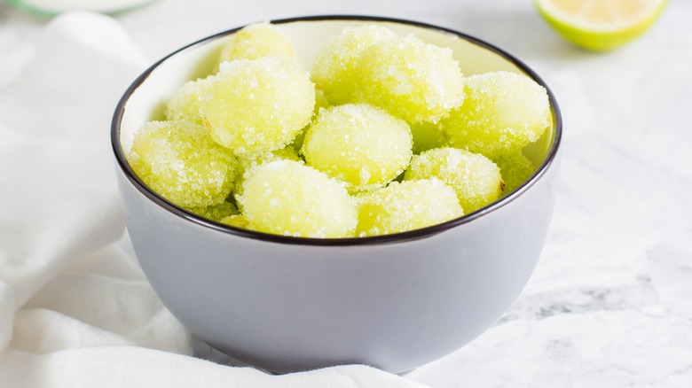 frozen grapes in bowl
