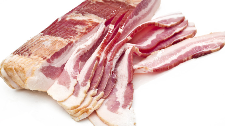 slices of raw bacon