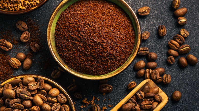 coffee beans with instant coffee