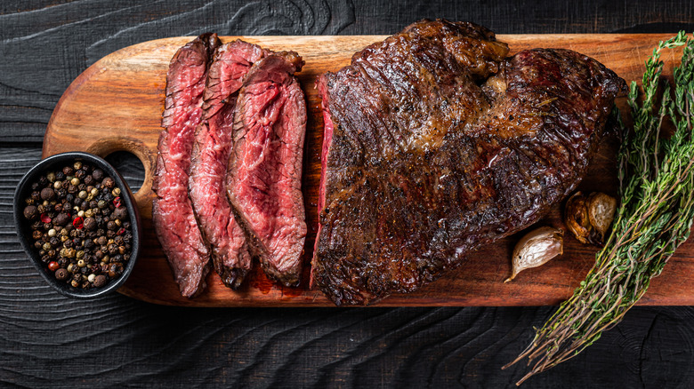 Grilled, sliced hanger steak 