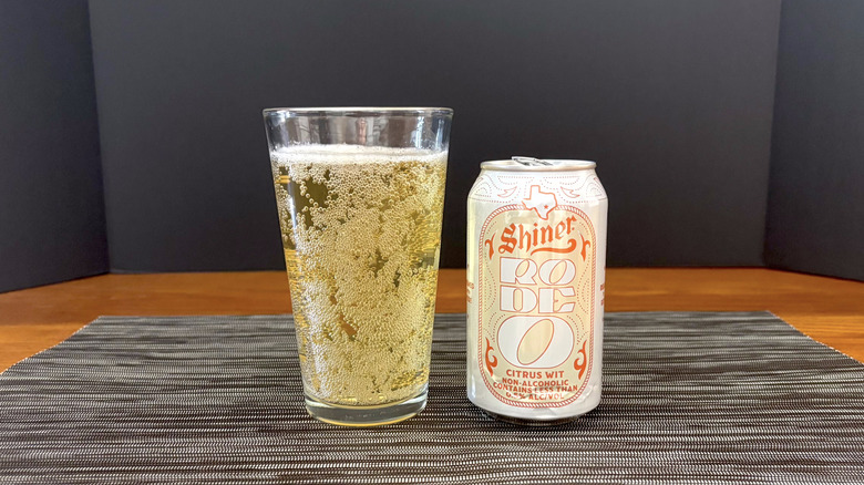Shiner Rodeo citrus wit in pint glass on bar mat