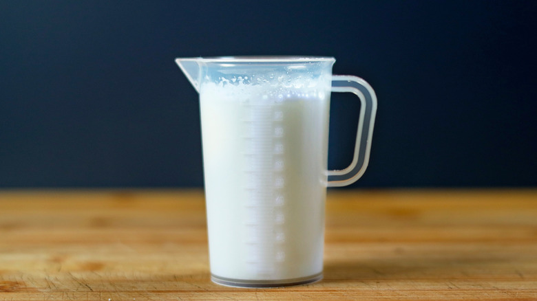 Jug of milk on a table