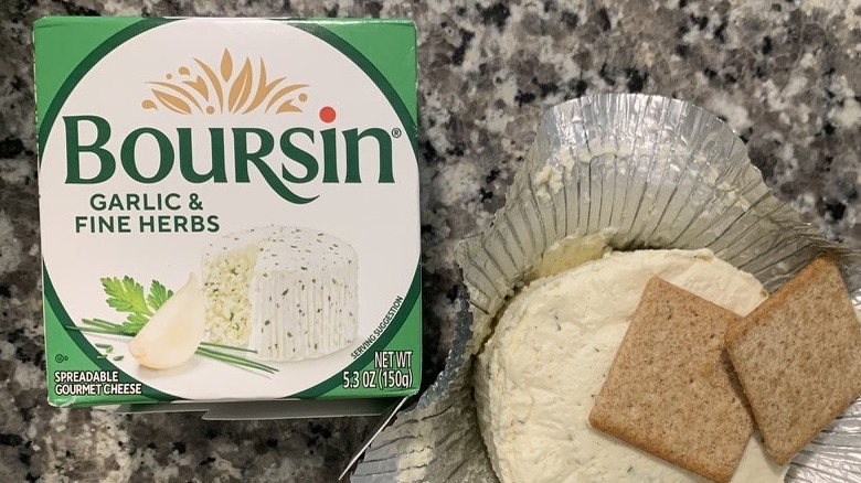 Garlic & Fine Herbs Boursin Cheese with crackers