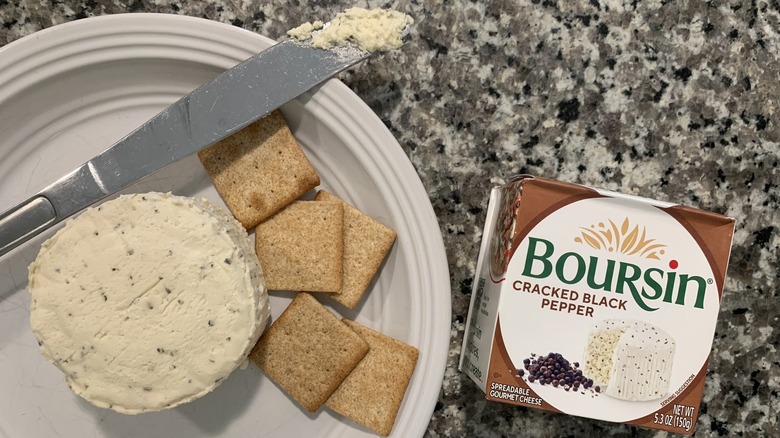 Cracked Black Pepper Boursin Cheese on plate