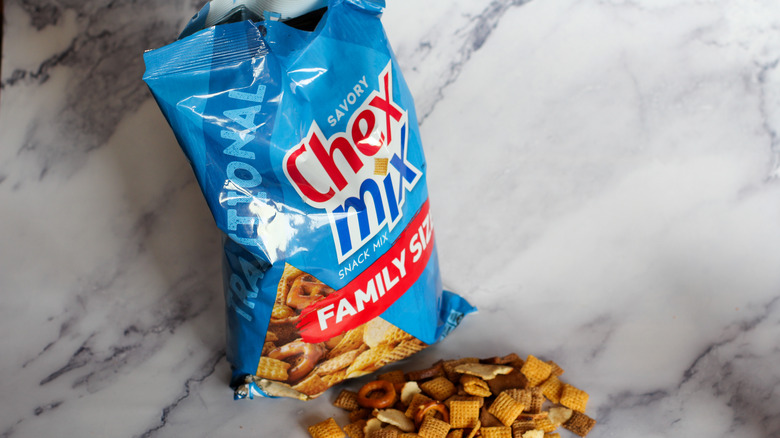 Chex Mix on table