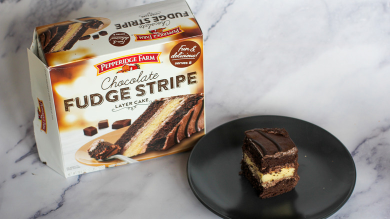 Chocolate fudge stripe layer cake