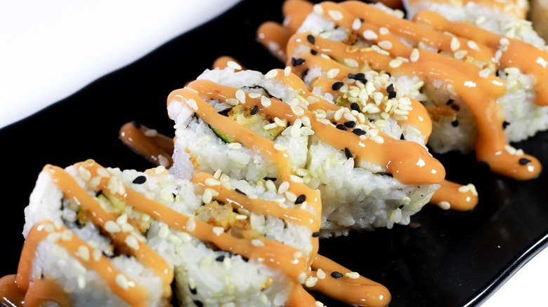 maki with spicy mayo drizzled
