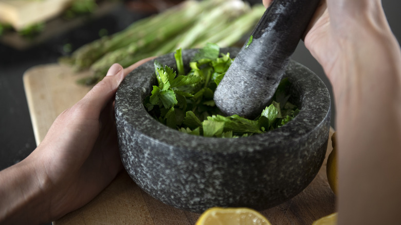 muddling herbs