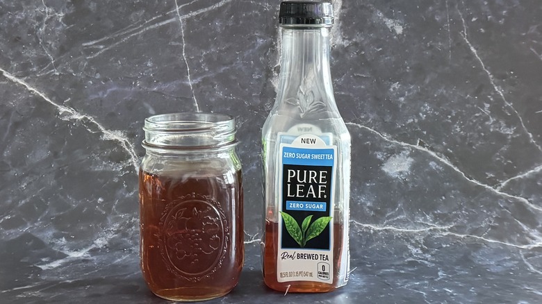 Pure Leaf tea bottle and glass