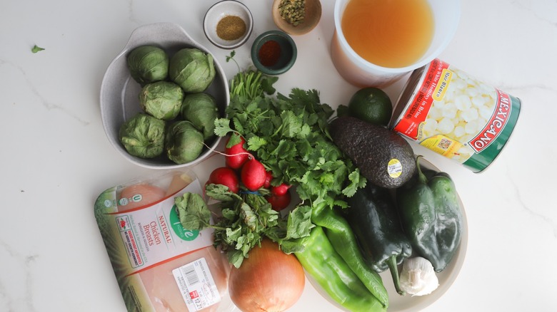 Ingredients for posole verde