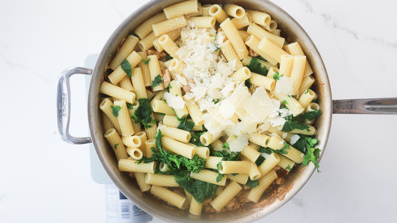 Parmesan cheese on pasta