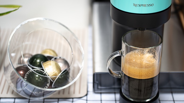 Nespresso machine with coffee pods