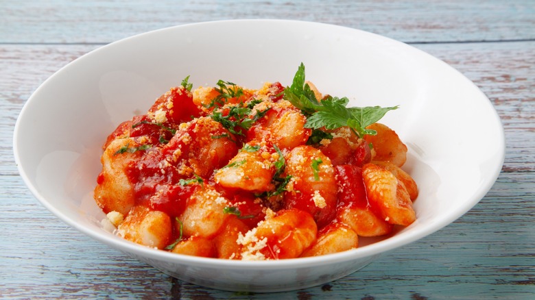 bowl of tomato sauce gnocchi