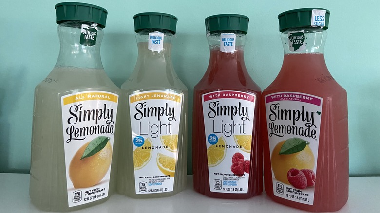 Four bottles of Simply lemonade