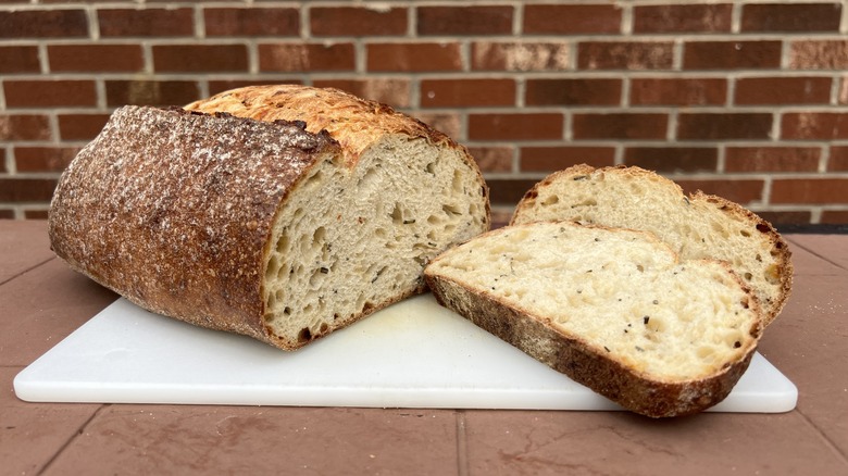 Sliced rosemary Parmesan cheese loaf