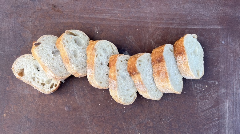 Bread slices on surface