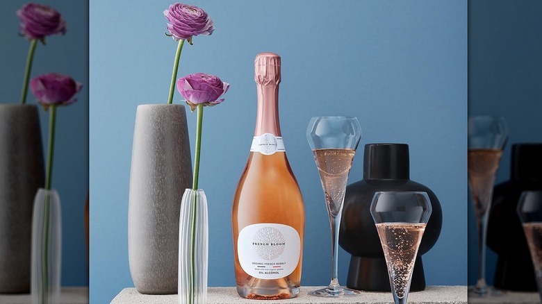 Bottle of French Bloom rose sparkling non-alcoholic wine