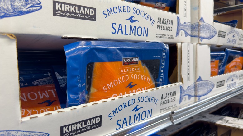 kirkland smoked sockeye salmon on display