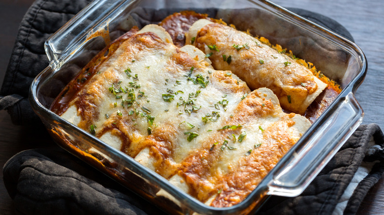 Enchiladas in tray