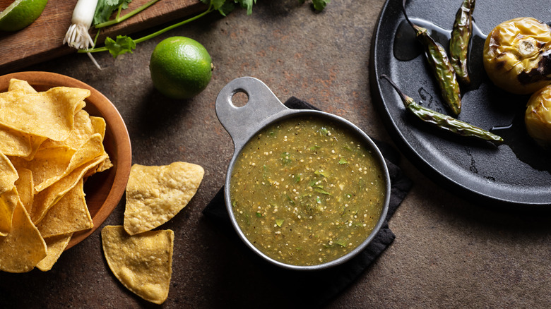 Salsa verde in bowl