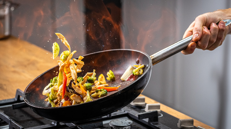 Stir-fry in wok 