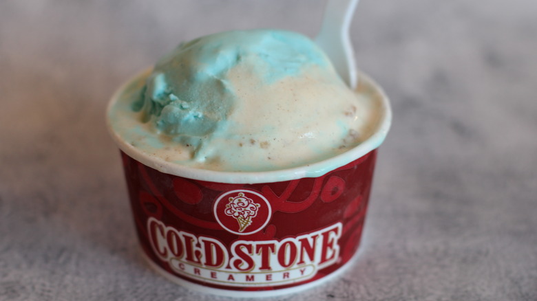 Cotton candy ice cream in cup from Cold stone Creamery