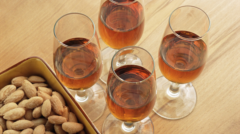 Four glasses of sherry