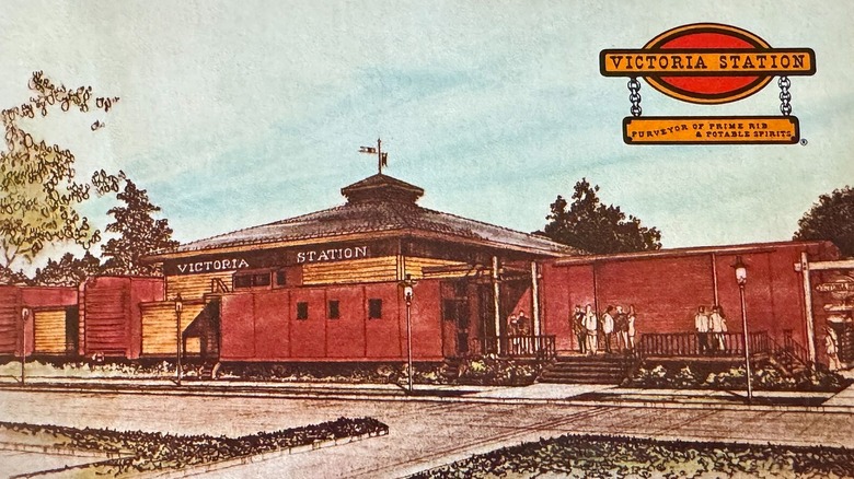 Victoria Station vintage postcard of restaurant and sign