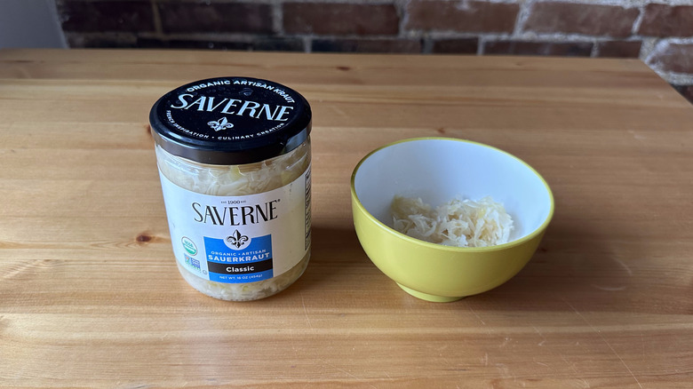 Saverne Classic Sauerkraut on wooden table and in bowl