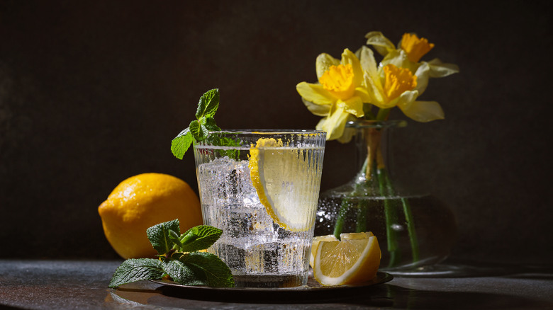 cocktail with lemon garnish