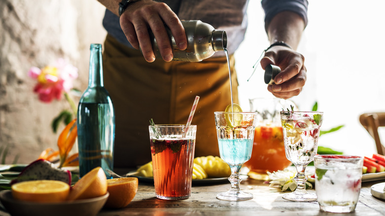 bartender mixing drinks