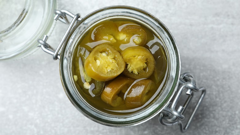 Jar of pickled peppers