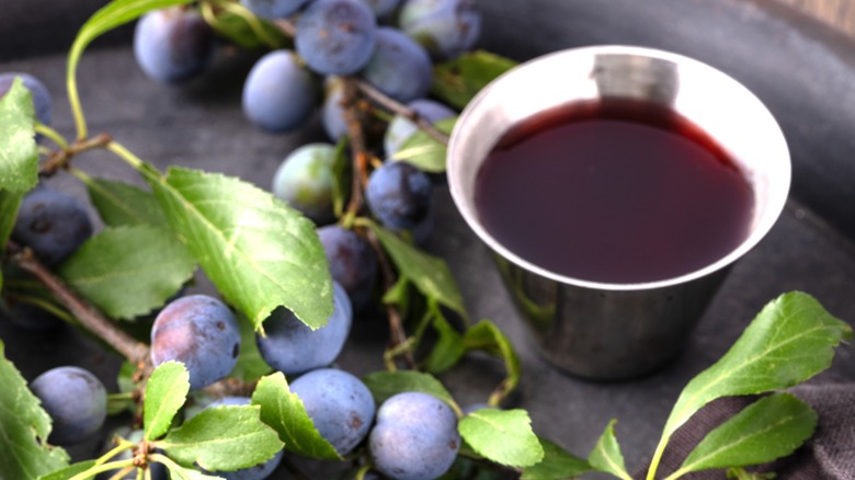 cup of berry gin with other berries