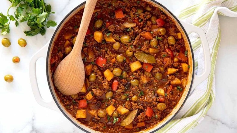 cooked picadillo in dutch oven 