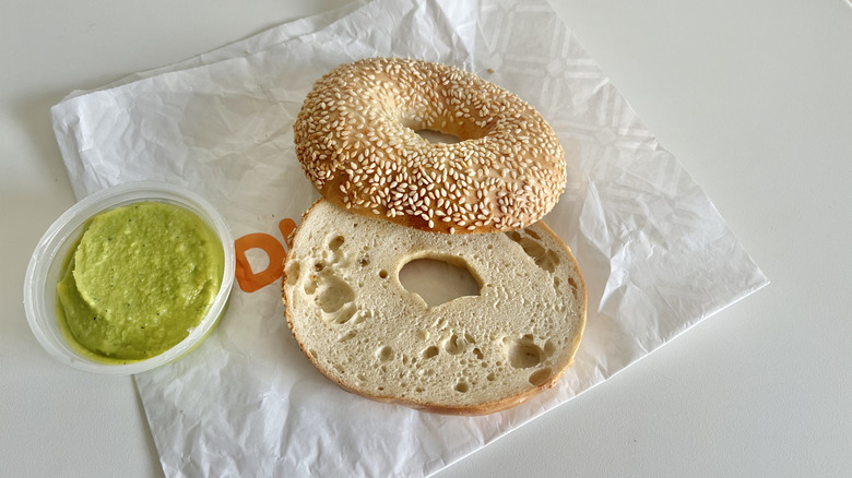 Dunkin' sesame bagel and avocado spread