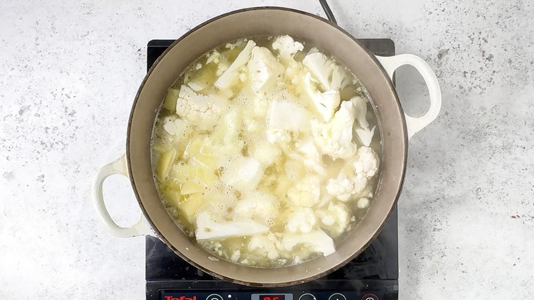 Soup cooking in pan