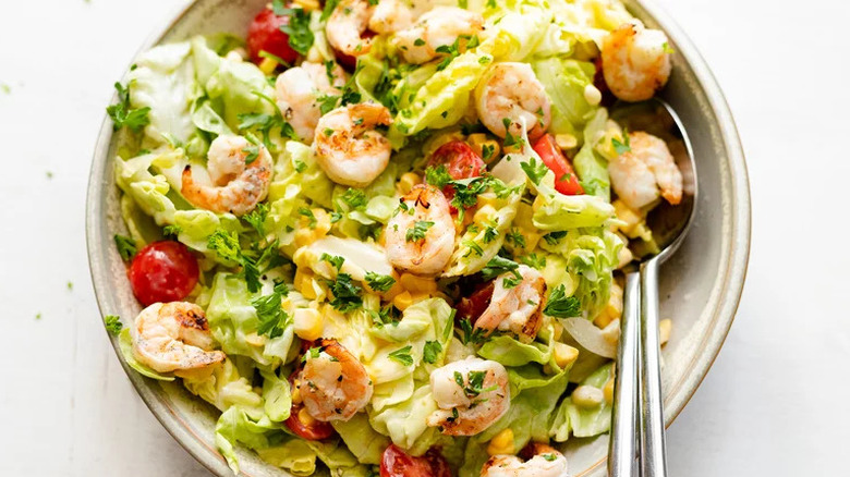 Bowl of shrimp salad 