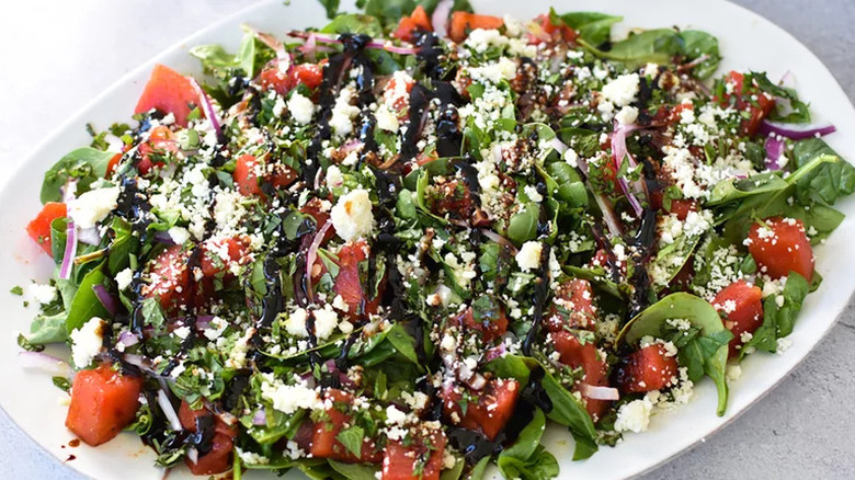 Watermelon salad with cotija cheese