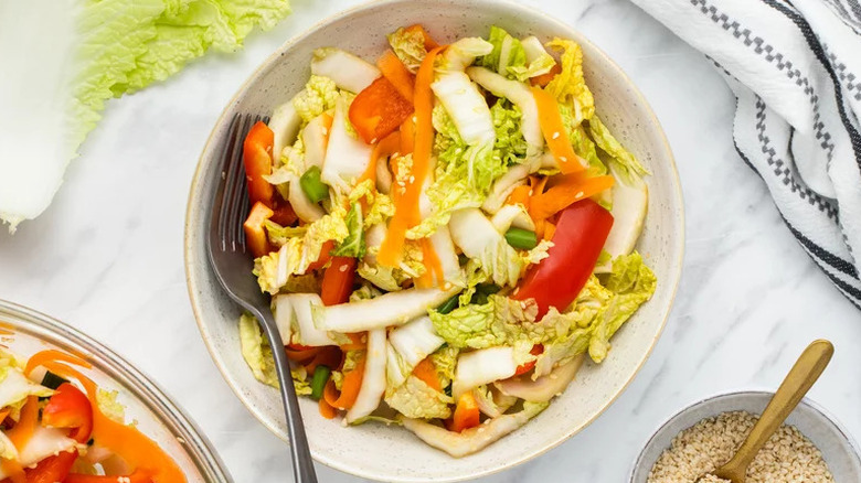 Napa cabbage salad in bowl