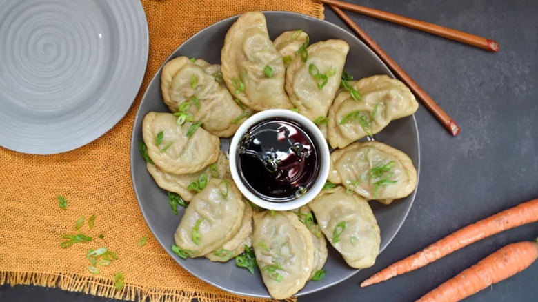 Dumplings and dipping sauce