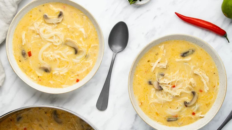 Bowls of Thai soup