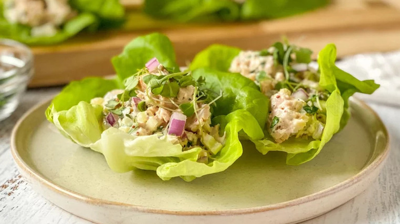 Butter lettuce with tuna salad