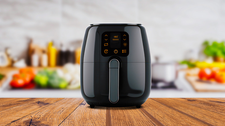 air fryer on wooden counter