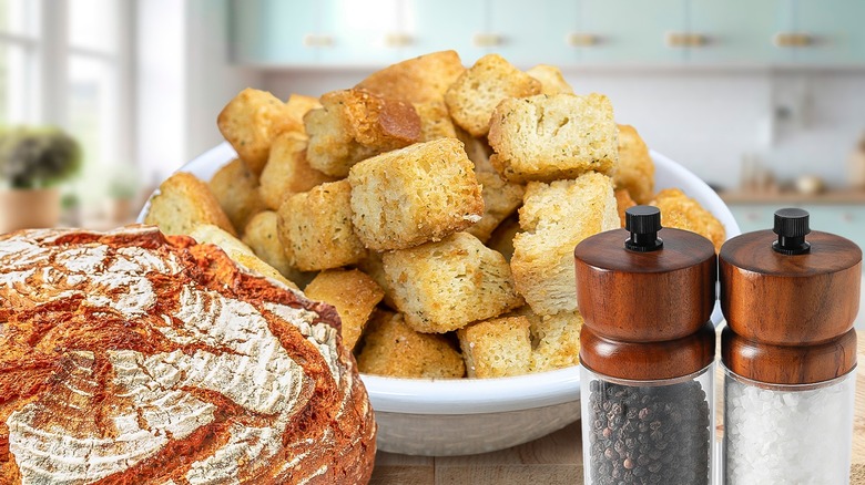 croutons on plate