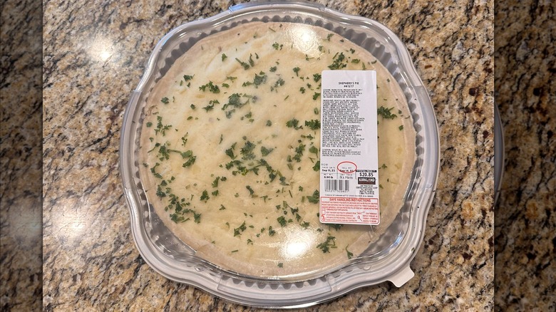 Costco Shepherd's pie on marble countertop 