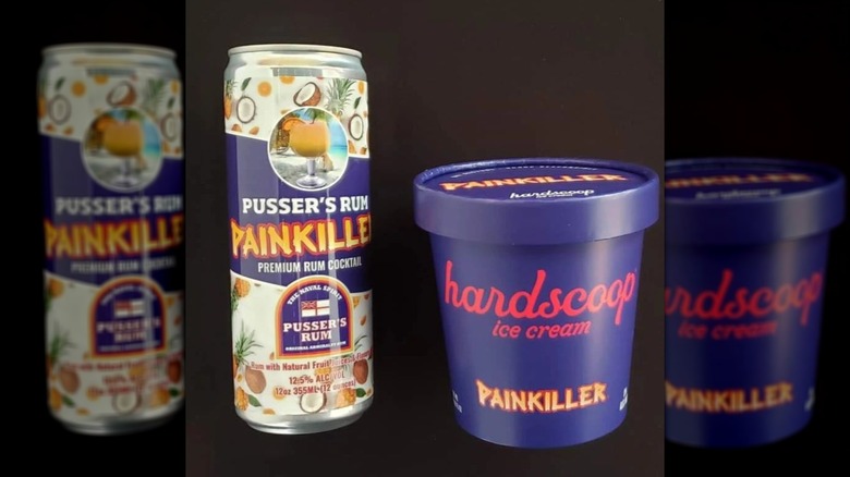 Hardscoop painkiller ice cream and canned drink