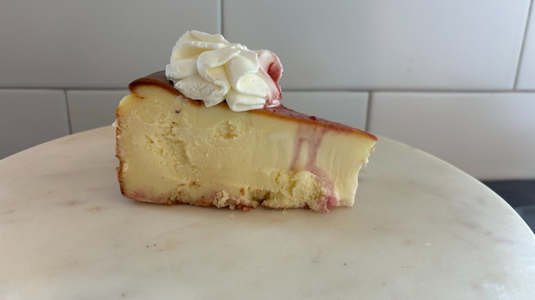 basque cheesecake on platter