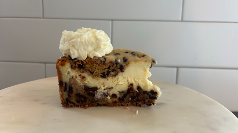 cookie dough cheesecake on platter